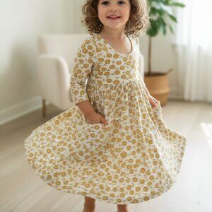Twirl-Ready Floral Pocket Dress, Girl toddler 5-7 year old